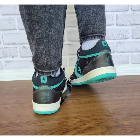 ❤️Converse x Liverpool FC Womens 7 Sneakers Fastbreak Pro Mid Black Teal A12785C - Picture 6 of 14